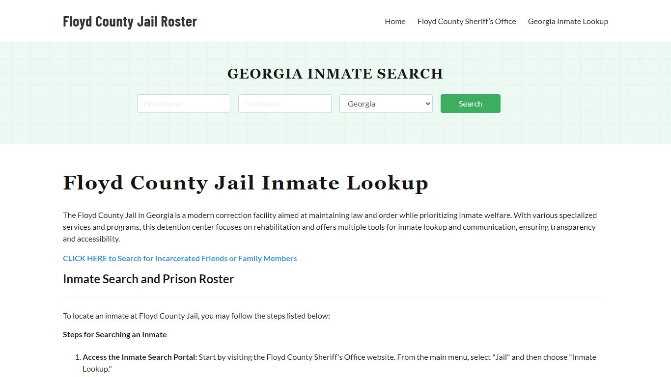 Floyd County Jail Roster Lookup, GA, Inmate Search